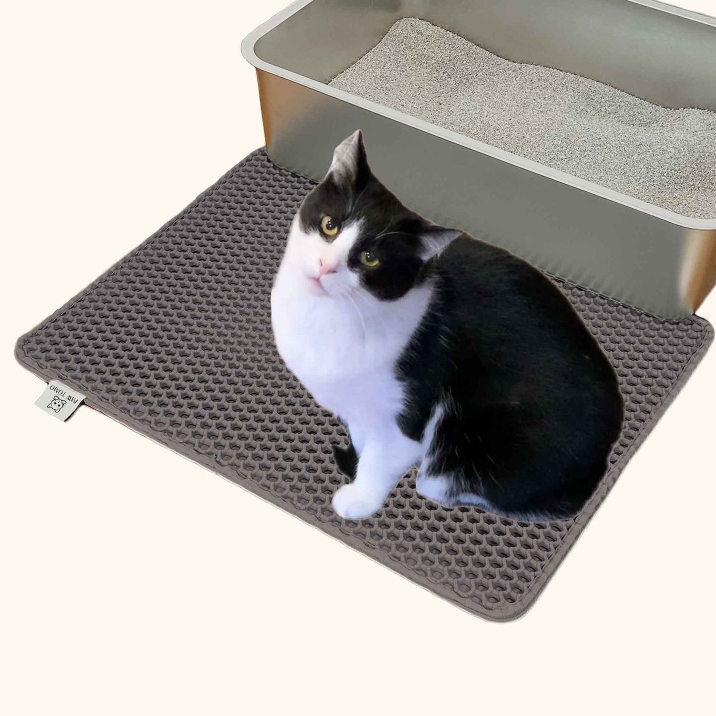 PAW TOMO 猫用トイレマット|砂飛び散り防止|滑り止め付き【ダークグレー】