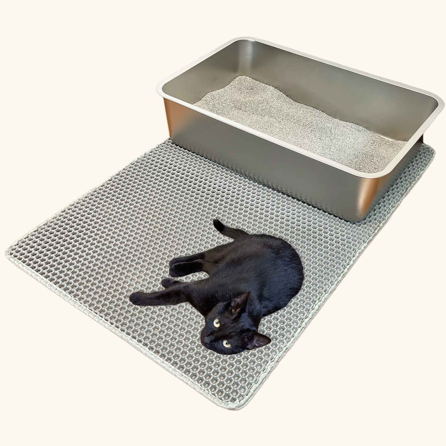 PAW TOMO 猫用トイレマット|砂飛び散り防止|滑り止め付き【ライトグレー】