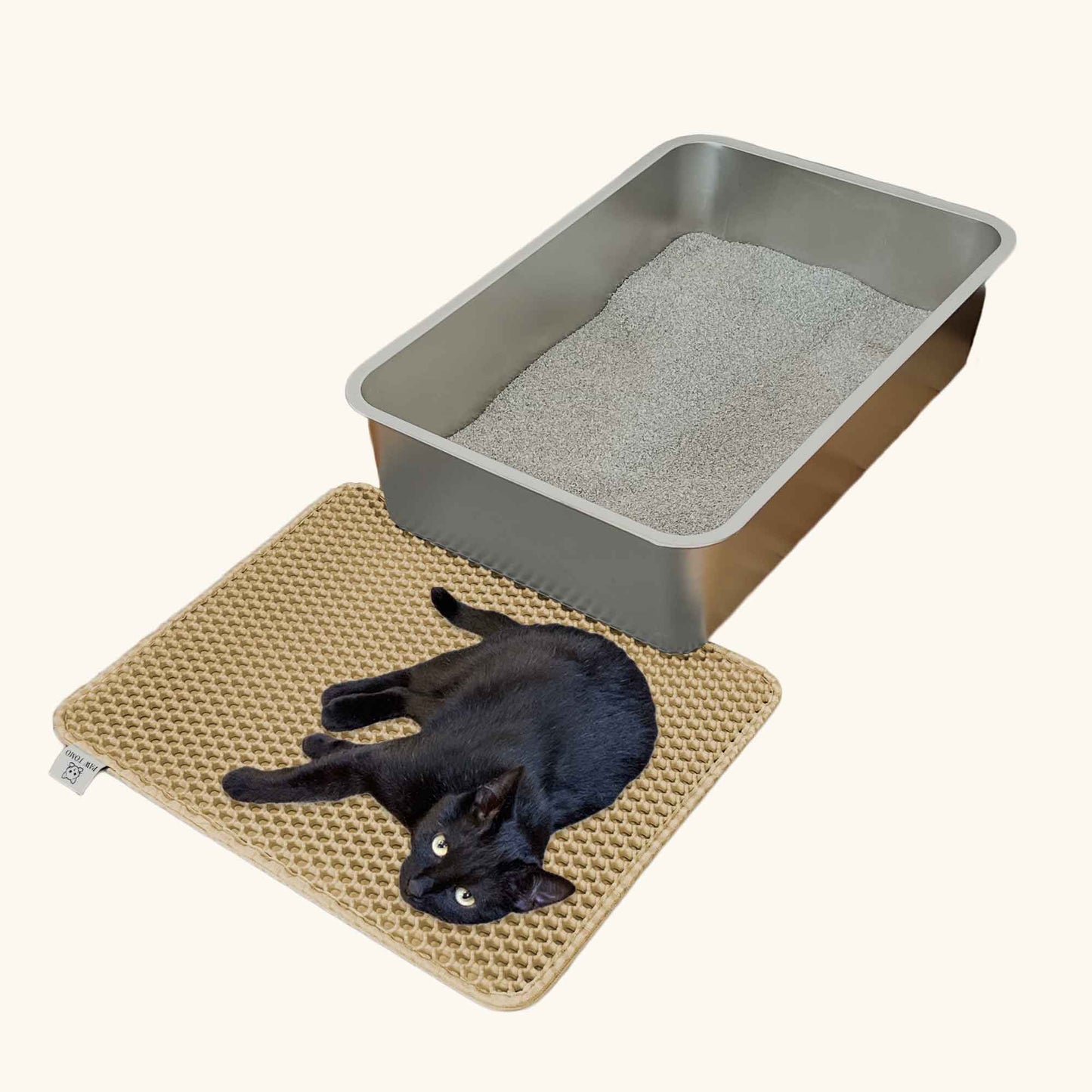 PAW TOMO 猫用トイレマット｜砂飛び散り防止｜滑り止め付き【ベージュ】