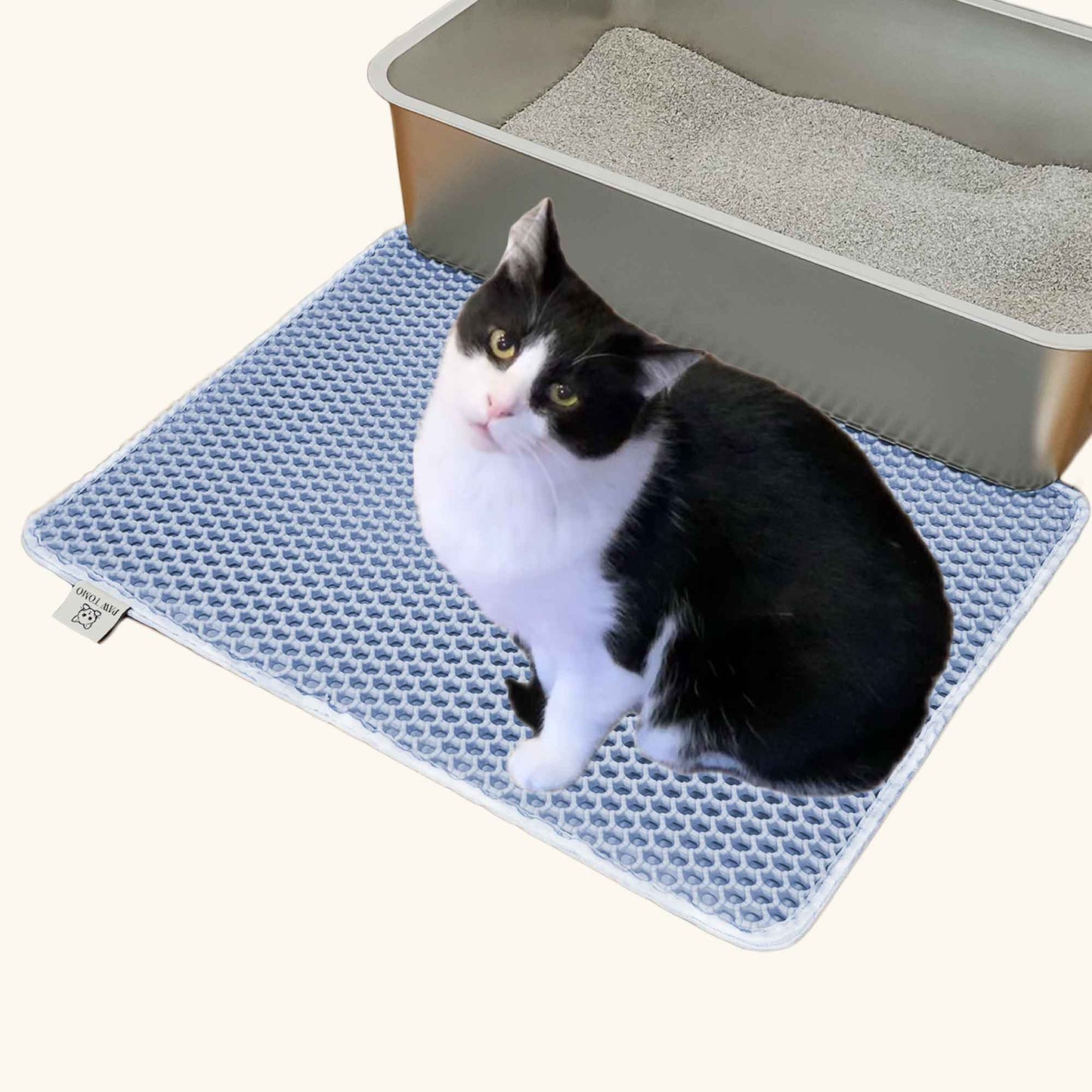 PAW TOMO 猫用トイレマット｜砂飛び散り防止｜滑り止め付き【ブルー】