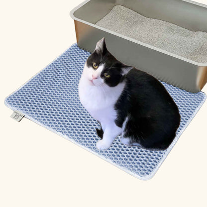 PAW TOMO 猫用トイレマット｜砂飛び散り防止｜滑り止め付き【ブルー】