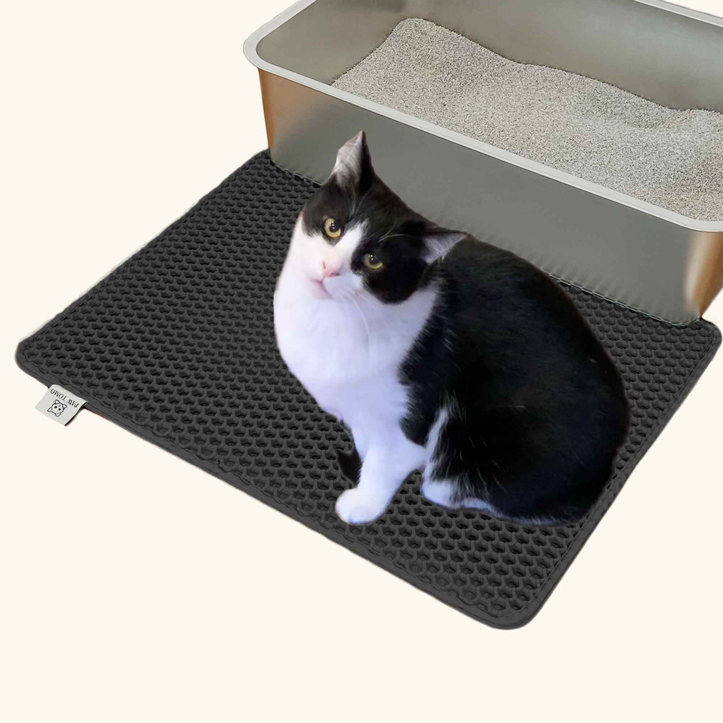 PAW TOMO 猫用トイレマット｜砂飛び散り防止｜滑り止め付き【ブラック】