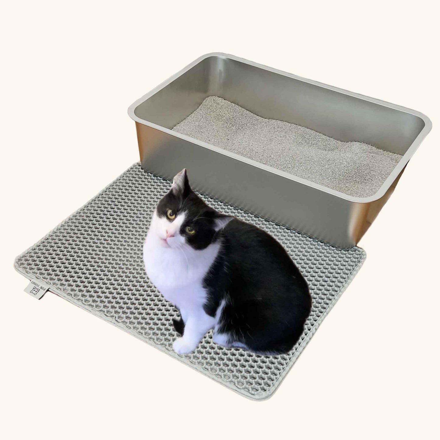 PAW TOMO 猫用トイレマット｜砂飛び散り防止｜滑り止め付き【ライトグレー】