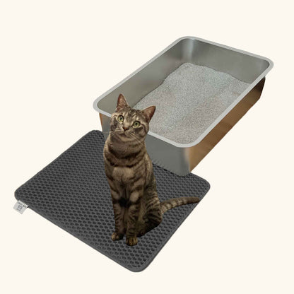 PAW TOMO 猫用トイレマット｜砂飛び散り防止｜滑り止め付き【ブラック】