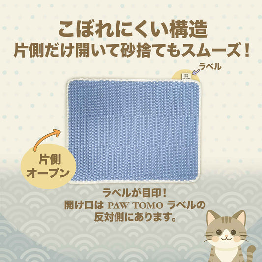 PAW TOMO 猫用トイレマット｜砂飛び散り防止｜滑り止め付き【ブルー】